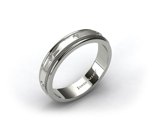 14k White Gold 6mm Bezel Set Diamond Wedding Ring
